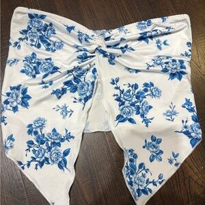 Floral Blue and White tube top
